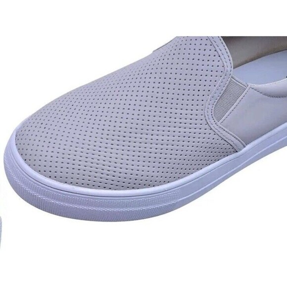 Womens Loafers Size 6.5 Gray Perforated Slip On Comfortable Casual Flat Shoes - Picture 5 of 16